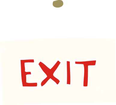 cartoon doodle exit sign png