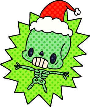 christmas cartoon of kawaii skeleton png