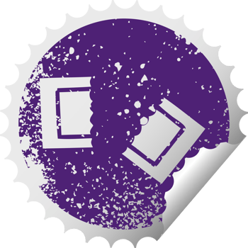 distressed circular peeling sticker symbol cinema ticket png