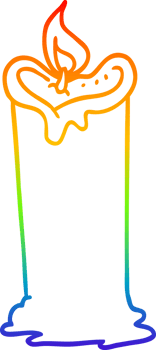 rainbow gradient line drawing cartoon candle png