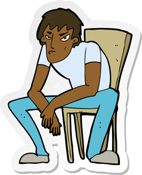 sticker of a cartoon dejected man png