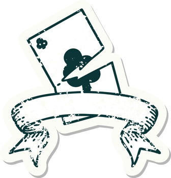 grunge sticker with banner of a torn card png