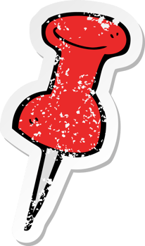 retro distressed sticker of a cartoon drawing pin png