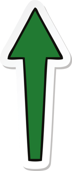 sticker of a quirky hand drawn cartoon arrow png
