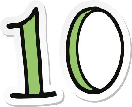 sticker of a cartoon number 10 png
