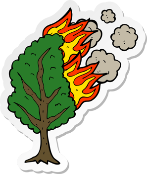 sticker of a cartoon burning tree png