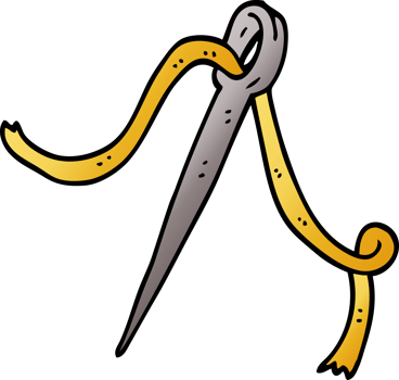 cartoon doodle needle and thread png