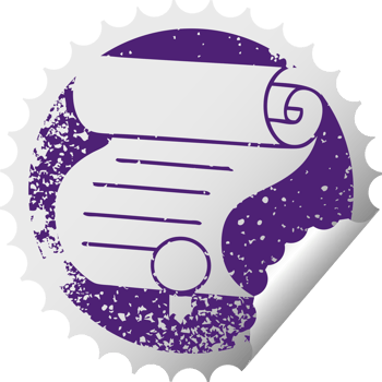 distressed circular peeling sticker symbol important document png