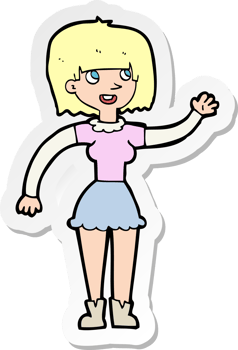 sticker of a cartoon girl waving png