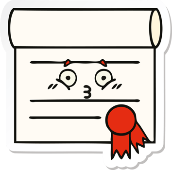 sticker of a cute cartoon certificate png