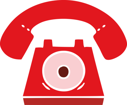flat color retro cartoon red telephone png