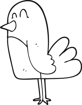 black and white cartoon bird png