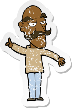 retro distressed sticker of a cartoon old man telling story png
