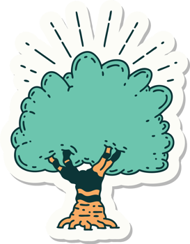 sticker of tattoo style tree png