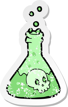 retro distressed sticker of a cartoon spooky potion png