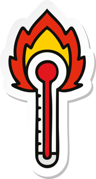 sticker of a cute cartoon hot glass thermometer png
