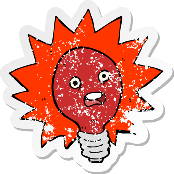 retro distressed sticker of a cartoon red lightbulb png