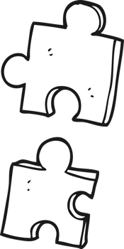 black and white cartoon jig saw pieces png