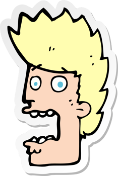 sticker of a cartoon terrified man png