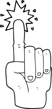 black and white cartoon pointing hand png