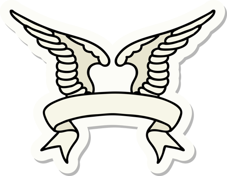tattoo sticker with banner of a wing png