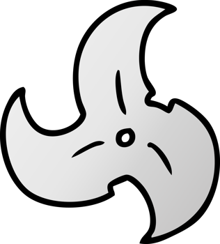 gradient cartoon doodle of a single ninja throwing star png