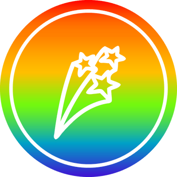shooting stars circular in rainbow spectrum png