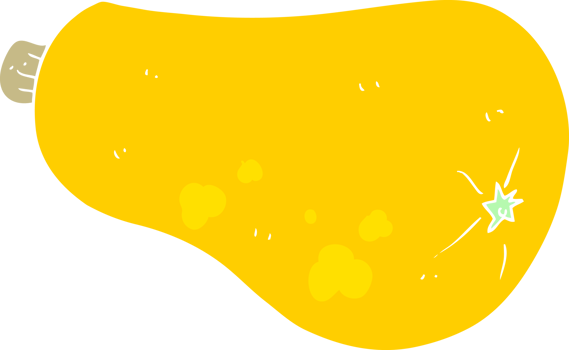 flat color illustration of a cartoon butternut squash png