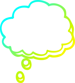 cold gradient line drawing of a cartoon mind bubble png