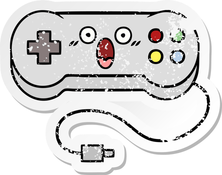 distressed sticker of a cute cartoon game controller png