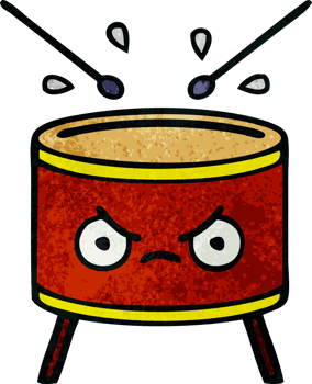 retro grunge texture cartoon of a drum png