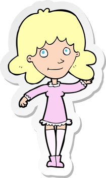 sticker of a cartoon friendly woman waving png
