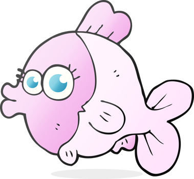 funny  hand drawn cartoon fish with big pretty eyes png