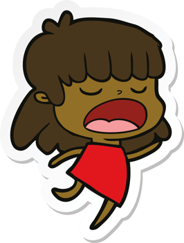 sticker of a cartoon woman talking loudly png