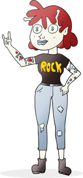 hand drawn cartoon alien rock fan girl png