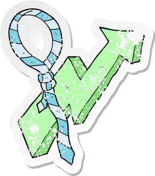 retro distressed sticker of a cartoon work tie and arrow progress symbol drawing png