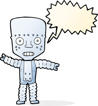 cartoon robot with speech bubble png