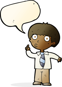 cartoon school boy with question with speech bubble png