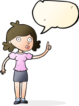 cartoon woman with idea with speech bubble png
