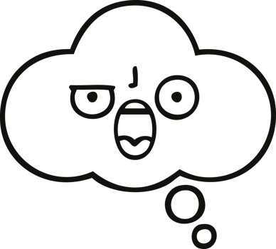 line drawing cartoon of a thought bubble png
