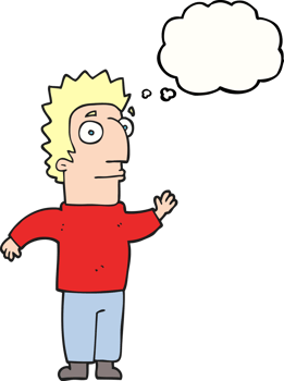 hand drawn thought bubble cartoon man waving png
