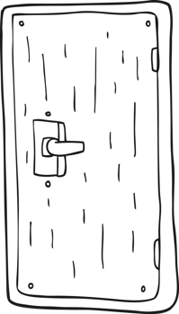 hand drawn black and white cartoon door png