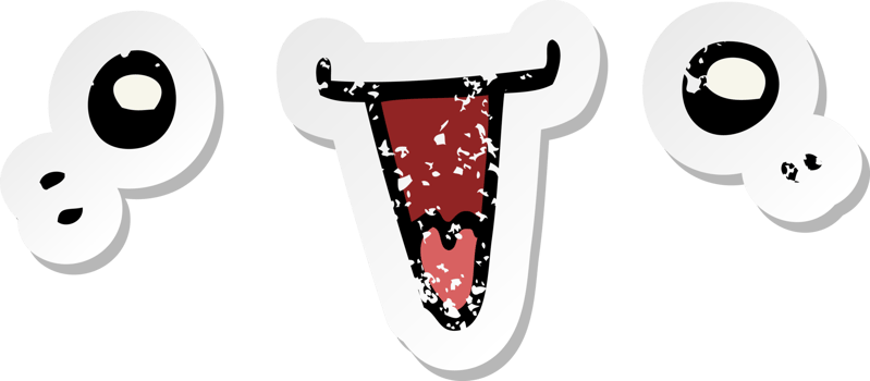 distressed sticker of a cute cartoon face png