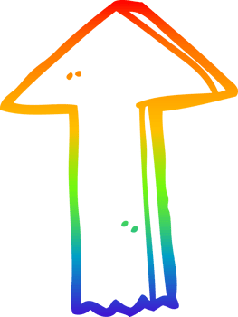 rainbow gradient line drawing of a cartoon arrow png