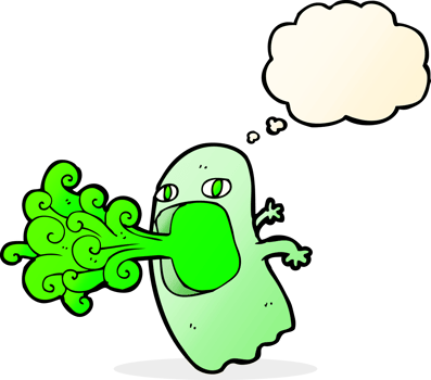 funny cartoon ghost with thought bubble png