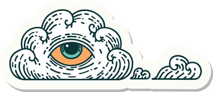 sticker of tattoo in traditional style of an all seeing eye cloud png