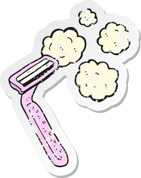 retro distressed sticker of a cartoon razor png