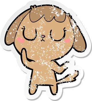distressed sticker of a cute cartoon dog png