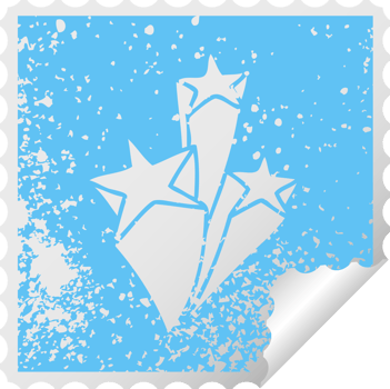 distressed square peeling sticker quirky symbol stars png