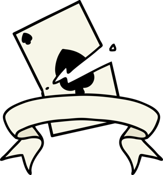 traditional tattoo with banner of a torn card png